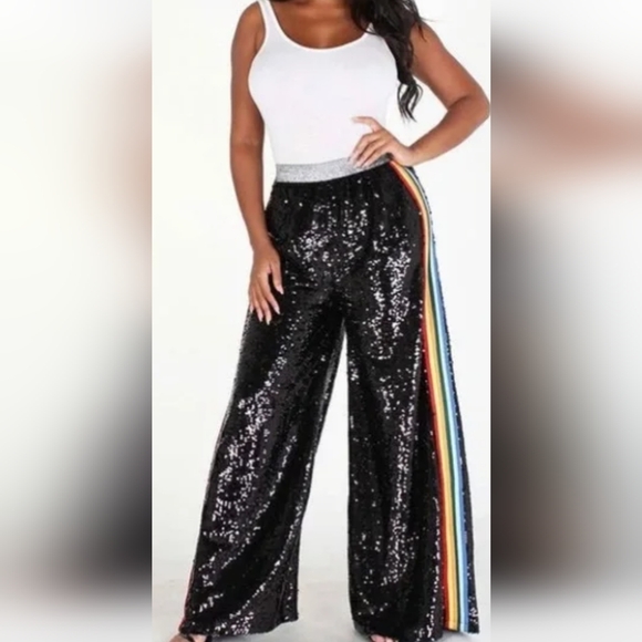 Sequin Bell Bottom Pants - Picture 2 of 6